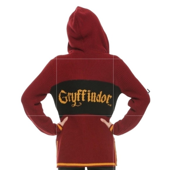 Harry Potter GRYFFYINDER Cardigan Knit Hooded Sweater Women’s Size Mediu… - Picture 4 of 11